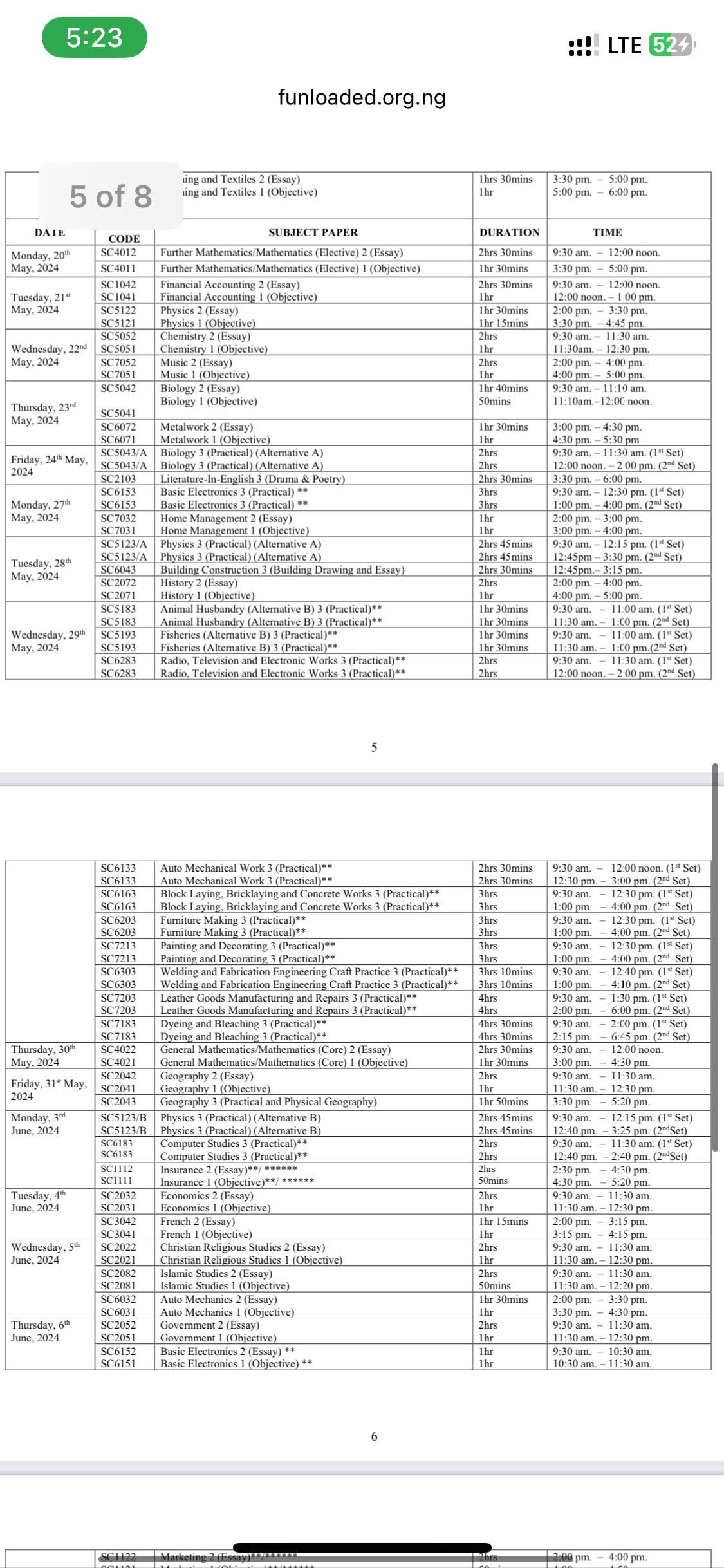 WAEC Timetable 2024/2025 May/June is Out